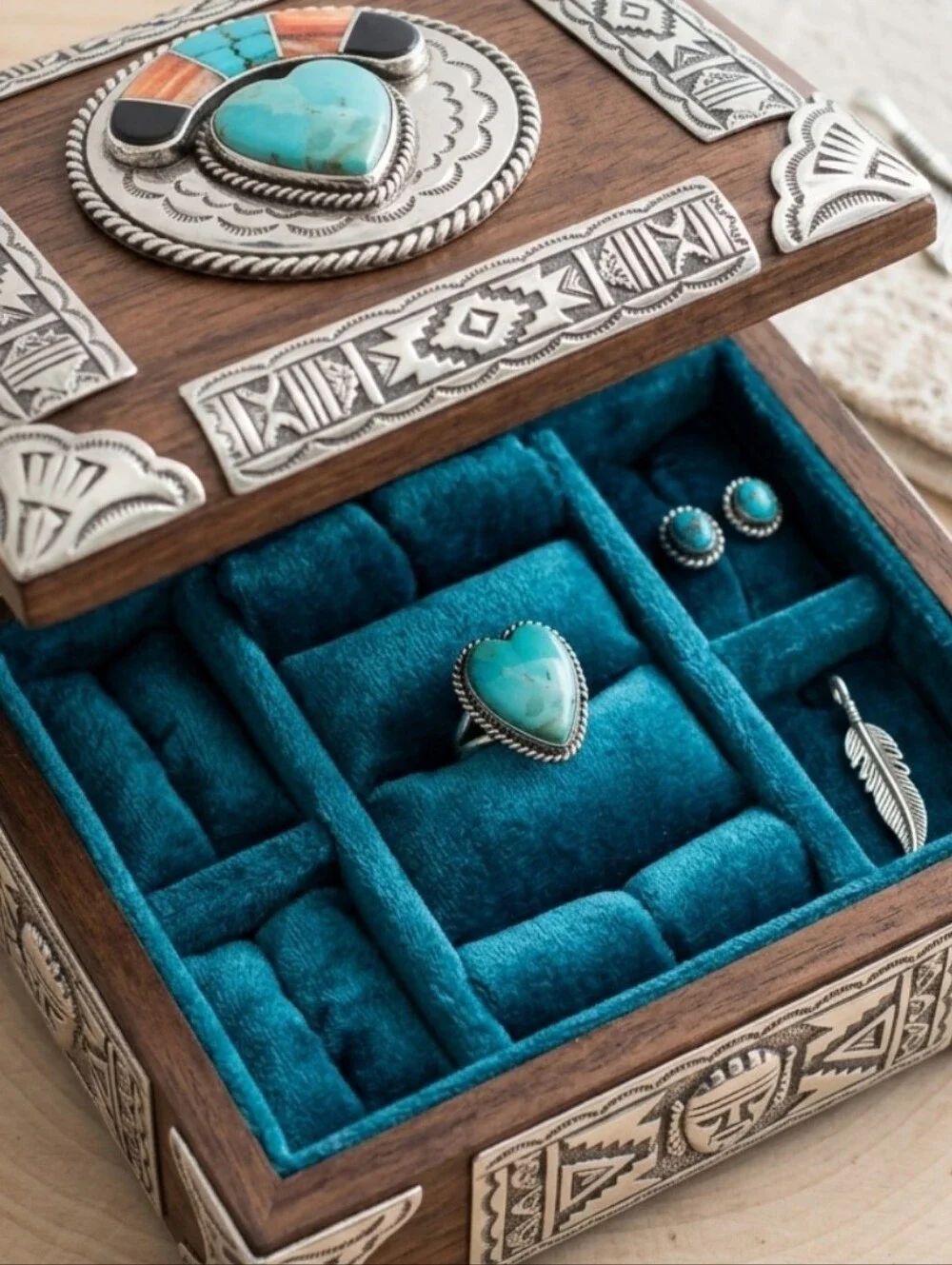 NWT Brand New Sterling Silver Kingman Turquoise Heart Statement Ring